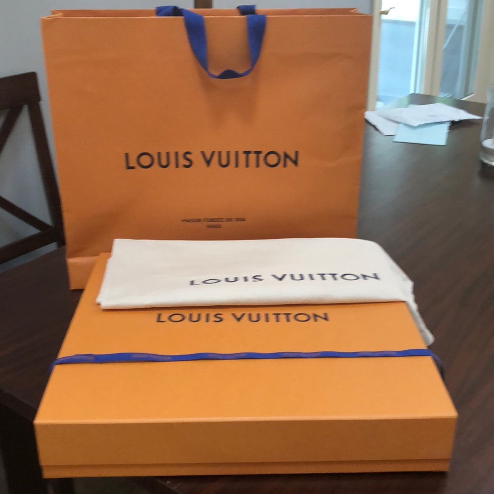 Authentic Louis Vuitton Box, Shopping Bag & Duster